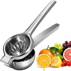써모프로 레몬 라임 압착기 홈이 있는 볼과 8개의 필터 구멍이 304 스테인리스 스틸 핸드 프레스 시트러스