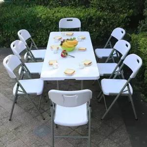 야외 플라스틱테이블 8인용 접이식 테이블 의자 휴대용 정원 카페 철제 용테이블 플라스틱