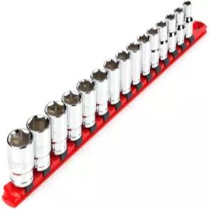 TEKTON 1/2인치 드라이브 얕은 6점 소켓 세트 레일 15피스(10 - 24mm) SHD92102