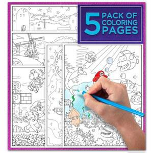 펀랩스 슈퍼 마리오 컬러링 페이지 - 5종 세트 재미있고 창의적인 이상적인 위한 | 게이머를 좋아하는 선물 를 컬러링북 팬과 팬을 영감 활동을