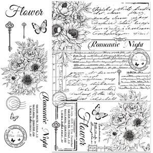 BEUNITONE 3매 빈티지 워드 러빙 * 버터플라이 공예품 레트로 11.8 스티커 시 문자 패턴 웜 블랙 플라워 단어 전송 스탬프 데칼 5.9인치 가구