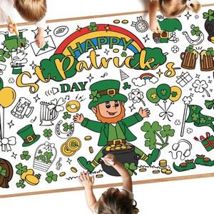 자이언트 세인트 패트릭스 데이 컬러링 x 해피 파티가 포스터 테이블보, 30 종이 72 테이블보 - 공예품을 선물 점보 샴록 배너 대형 선호하는 활동 인치