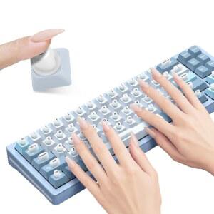 [미국배송] NINIMAY 글자가 있는 긴 손톱용 키보드 스티커 인상 - 여성용 실리콘 버블 70개 데스크톱용 사일런트 셀프 접착 커버(화이트 70개)