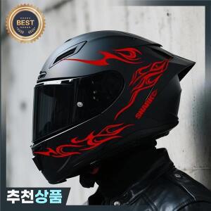 8-in-1 레트로 불꽃 텍스처 오토바이 헬멧 스티커  상어 글자