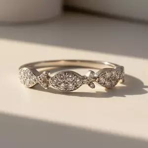 마린 트리플 랩 다이아 물고기 세마리 행운 반지 데일리 레이어드