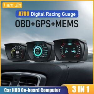 HUD 차량용 온보드 컴퓨터 헤드업 디스플레이 3 in 1 게이지 OBD2 GPS 속도계 경사계 경보 시스템 A700