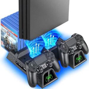 OIVO PS4는 PlayStation 4 콘솔용 스탠드, 냉각 스테이션은 PS4 슬림 / Pro 콘솔용, 프로 버티컬 스탠드는 12개의 게임 슬롯이 있습니다