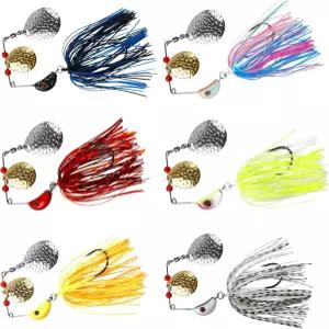 베이스 낚시 스피너 미끼 키트 하드 메탈 지그 더블 콜로라도 블레이드 수영 버즈 멀티컬러 트라우트