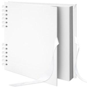 10 10인치 스크랩북 사진 앨범 DIY 실크 그림책 가족, 크래프트 추억 두꺼운 하객 리본 (흰색) 앨범, 결혼식 위한 40페이지, 여행을 종이 책,