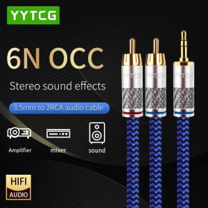 YYTCG 하이파이 오디오 케이블, 앰프 홈 시어터용, 6N OCC RCA-3.5mm 잭 Aux 3.5mm-2RCA
