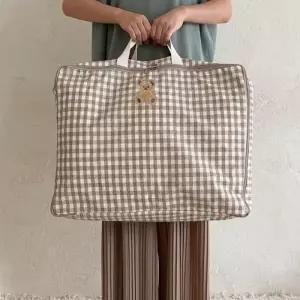 귀여운 체크 무늬 이불 가방 다용도 이불 보관 가방 대용량