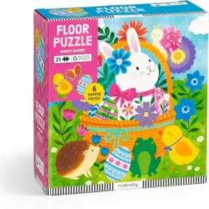 머드퍼피 토끼 바구니 - 귀여운 장면이 담긴 6가지 다채로운 모양의 25조각 바닥 퍼즐