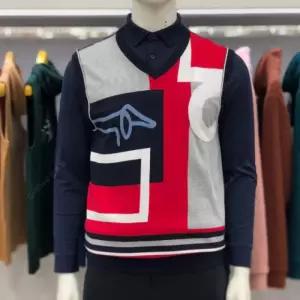 루이까스텔 FW 남성 앞판 로고 인타샤 브이넥 조끼 7MDVT932N