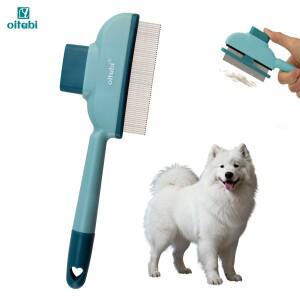 OITI 고양이 및 강아지용 벼룩 빗 스테인리스 스틸 치아를 가진 마법의 자가 청소 그루밍 브러시 진드기