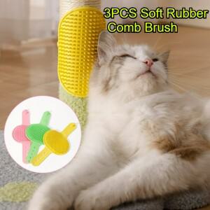 3PCS  고무 빗 브러쉬 털 제거기 애완 동물 목욕 빗 강아지 고양이 용품 미용 세척 장비