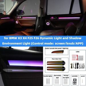 BMW X3 X4 F25 F26 2012-2017용 64색 심포니 앰비언트 라이트 LED 앰비언트 라이트 다이나믹 네온 라이트