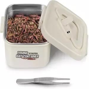 THKFISH 낚시 미끼 용기 벌레 보관함 나이트 크롤러 박스 단열 스테인리스 라이브 미끼를 신선하고 생동감
