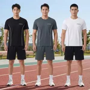 운동복 세트 반팔 가벼운 남성 트레이닝복 쿨링 반팔 상하의 남성 운동복 세트 여름 상의