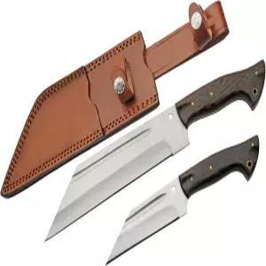 Rite Edge SZCO 풀 탱 헌팅 나이프 세트 9인치 및 13인치 - 남성용 캠핑 사냥 야외용 나무 손잡이