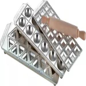 임페리아 라비올리 메이커 세트 - 3개의 트레이와 나무 롤링 핀이 포함된 파스타 기계 액세서리 내구성이