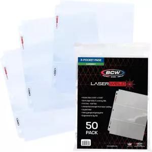 BCW 용접 3포켓 통화 페이지 - 50팩 아카이브 폴로필렌 탑 로딩 무산 투명 바인더 슬리브 달러 지폐 화폐