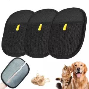 반려동물 제모 장갑 고양이와 개를 위한 3PCS 제모기 정전기 세탁 탈부착 가구 자동차 소파 카펫을 양면