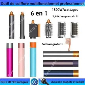 6 IN1 멀티 헤어 스타일러 1300W 고출력 건조 스트레이트닝 및 컬링 기능 결합 가정 및 살롱 사용에 적합