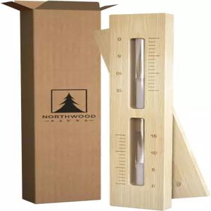 노스우드 사우나 - 모래 타이머 핀란드 소나무 목재로 수작업으로 제작 벽걸이형 회전 모래시계와 하얀