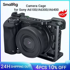 SmallRig-DSLR A6400 카메라 케이지 실리콘 손잡이 핸드그립 콜드 슈 케이스 리그 세트 소니 A6100 / A6300