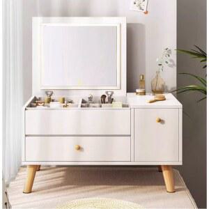 좌식화장대 LED 사각 수납장 흰색 모던한 개페식 스타일 원목 서랍 낮은 프랑스