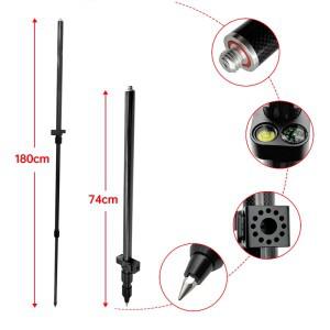 새로운 탄소 섬유 폴 74-180cm 텔레스코픽 센터링 폴 휴대용 RTK GPS 프리즘 측량 막대 알루미늄 합금 5/8x