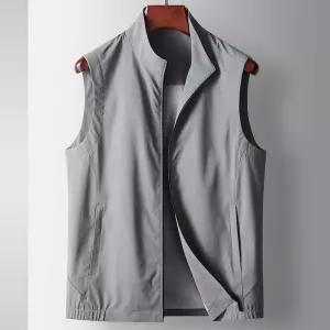 남자조끼 캐주얼 트렌드 솔리드 비즈니스 봄여름 민소매 베스트 조끼 지퍼 심쿵희망