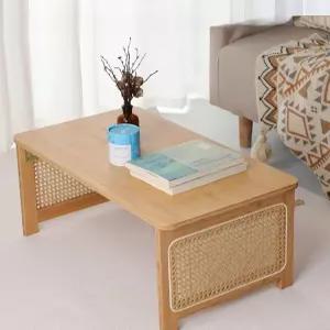 접이식 라탄 테이블 낮은 좌탁 다다미 일본식 휴대 감성 원목 탁상 프레임 소형