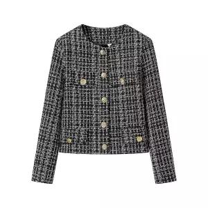 여성 겨울 라운드 싱글 하운드투스 체크 코트 G11Z4N 원픽3