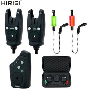 히리시 무선 잉어 낚시 알람 세트 1+2 (2개의 LED 스윙어 포함) 감도/음량/음색 조절 가능 휴대용 보관 케