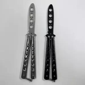 연습용 발리송 나이프 접이식 칼 버터플라이 실버 스텐