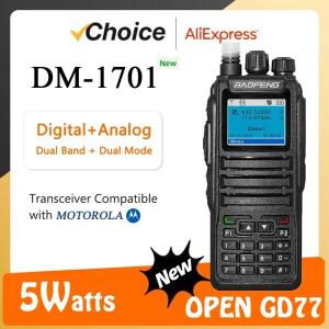 Baofeng 워키토키 DM-1701 DMR 듀얼 모드 아날로그 및 디지털 라디오 Tier 1&2 듀얼 타임 슬롯 DM1701 Ham