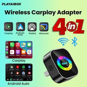 2026 유선-무선 4-in-1 CarPlay 안드로이드 오토 에어플레이 미러링크 안정적인 블루투스 어댑터 (아우디