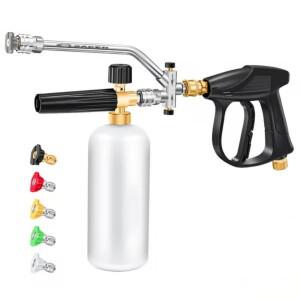 Igh 압력 청소 건 폼 모니터 5 개의 파워 워시 스프레이 어 노즐이있는 자동차 청소 폼 용 이중 커넥터 액