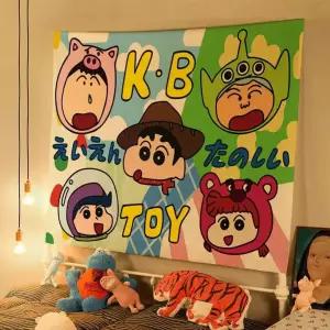 패브릭 터 귀여운 창문 행잉 가리개 벽걸이 그림 장식 가림막 천 캐릭터 인