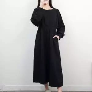 블랙롱원피스 빅사이즈 캐주얼 루즈핏 맨투맨 긴팔 플레어 롱 원피스
