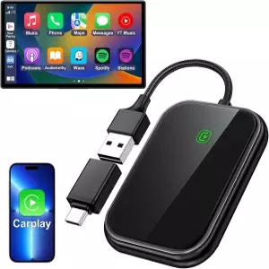 용 Sctri 무선 카플레이 어댑터 - 2025 업그레이드 심리스 연결 유선에서 플러그로 전환하고 iOS