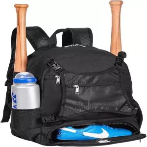 신발 수납공간과 외부 헬멧 홀더가 있는 소년 소녀용 경량 청소년 소프트볼 백팩 트레일키커 야구 가방