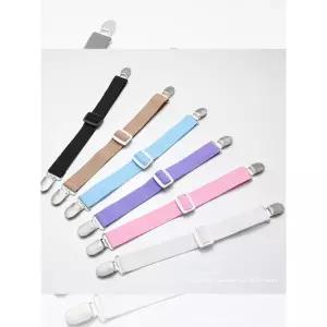 프리미엄 카키 멜빵 집게 클립 와이셔츠 고정 밴드 옷 끈 화이트 조절가능길이