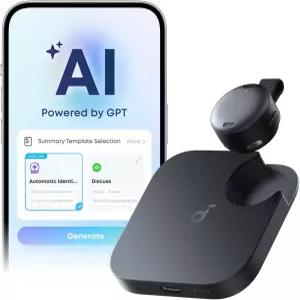 Anker의 사운드코어 작업 휴대용 AI 음성 녹음기 노트 테이커 전사 및 요약 6개월 무료 프로 크로스 미팅