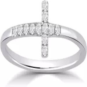 여성용 라 조야 다이아몬드 크로스 링 1/10 CTTW 레이디스 랩 그로운 밴드 10 000 화이트 옐로우 골드