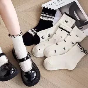 블랙리본 여아 중목 양말 5켤레세트 206061