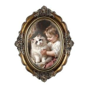 솔크리홈 골드 타원형 빈티지 액자, 벽 장식 또는 테이블탑 디스플레이용 4x6 앤티크 예술용 클래식 작은 액자 장식, 레트로 러스틱 귀여운 홈 보호 발렌타인(브론즈 골드)