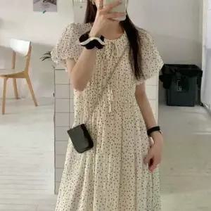 여성 땡땡이 도트 쉬폰 롱원피스 여름 롱드레스 2색 롱원피스