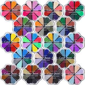 Jetec 18 팩, 카드 제작, 스크랩북, 페인팅을 위한 꽃잎 잉크 패드 핑거 잉크 스탬프, 고무 스탬프 세척 가능한 물방울 모양 스탬프 패드 144가지 색상